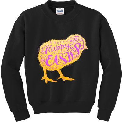 Funny Cute Happy Easter Chick Kids Sweatshirt
