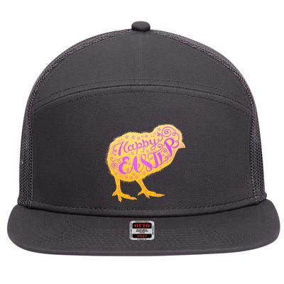Funny Cute Happy Easter Chick 7 Panel Mesh Trucker Snapback Hat
