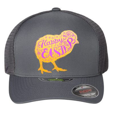 Funny Cute Happy Easter Chick Flexfit Unipanel Trucker Cap