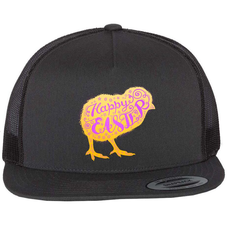Funny Cute Happy Easter Chick Flat Bill Trucker Hat