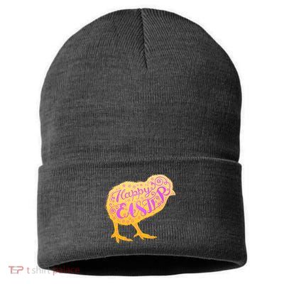 Funny Cute Happy Easter Chick Sustainable Knit Beanie