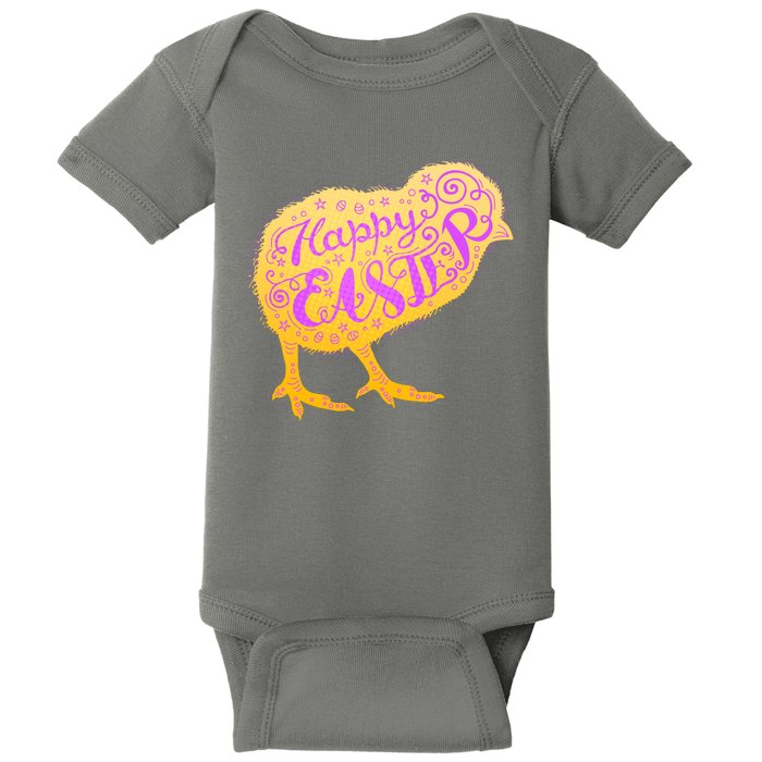 Funny Cute Happy Easter Chick Baby Bodysuit