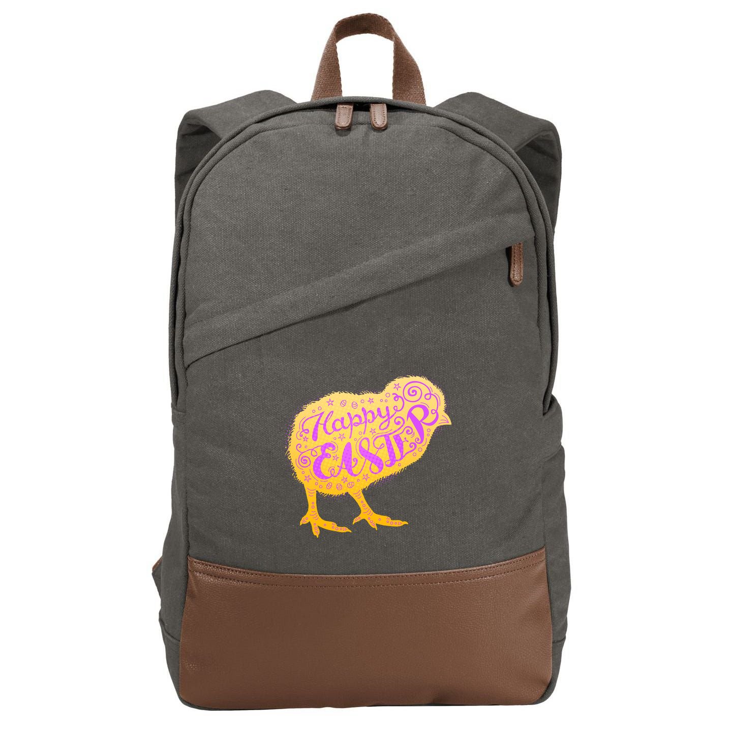 Funny Cute Happy Easter Chick Cotton Canvas Backpack