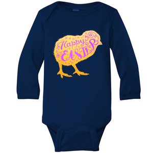 Funny Cute Happy Easter Chick Baby Long Sleeve Bodysuit