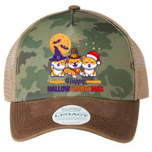 Funny Cute Happy HallowThanksMas Shiba Inu Dogs Legacy Tie Dye Trucker Hat