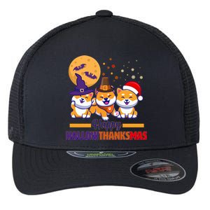 Funny Cute Happy HallowThanksMas Shiba Inu Dogs Flexfit Unipanel Trucker Cap