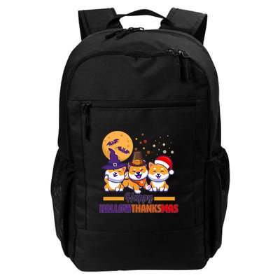 Funny Cute Happy HallowThanksMas Shiba Inu Dogs Backpack