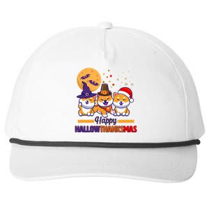 Funny Cute Happy HallowThanksMas Shiba Inu Dogs Snapback Five-Panel Rope Hat