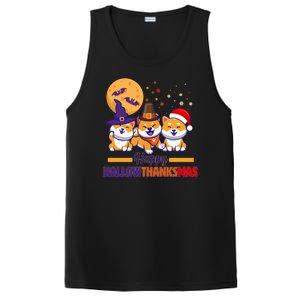 Funny Cute Happy HallowThanksMas Shiba Inu Dogs PosiCharge Competitor Tank