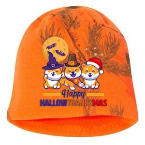 Funny Cute Happy HallowThanksMas Shiba Inu Dogs Kati - Camo Knit Beanie