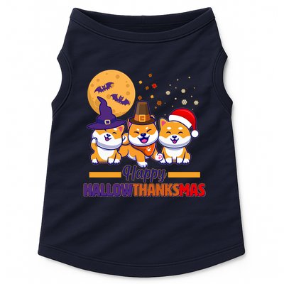 Funny Cute Happy HallowThanksMas Shiba Inu Dogs Doggie Tank
