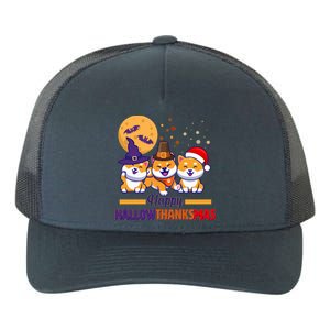 Funny Cute Happy HallowThanksMas Shiba Inu Dogs Yupoong Adult 5-Panel Trucker Hat