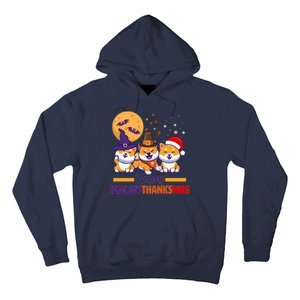 Funny Cute Happy HallowThanksMas Shiba Inu Dogs Hoodie