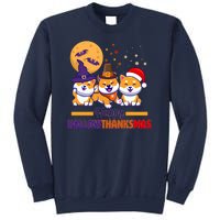 Funny Cute Happy HallowThanksMas Shiba Inu Dogs Sweatshirt