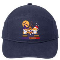 Funny Cute Happy HallowThanksMas Shiba Inu Dogs 7-Panel Snapback Hat