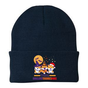 Funny Cute Happy HallowThanksMas Shiba Inu Dogs Knit Cap Winter Beanie