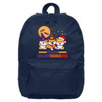 Funny Cute Happy HallowThanksMas Shiba Inu Dogs 16 in Basic Backpack