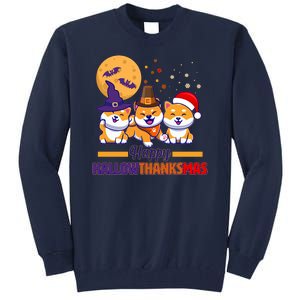 Funny Cute Happy HallowThanksMas Shiba Inu Dogs Tall Sweatshirt