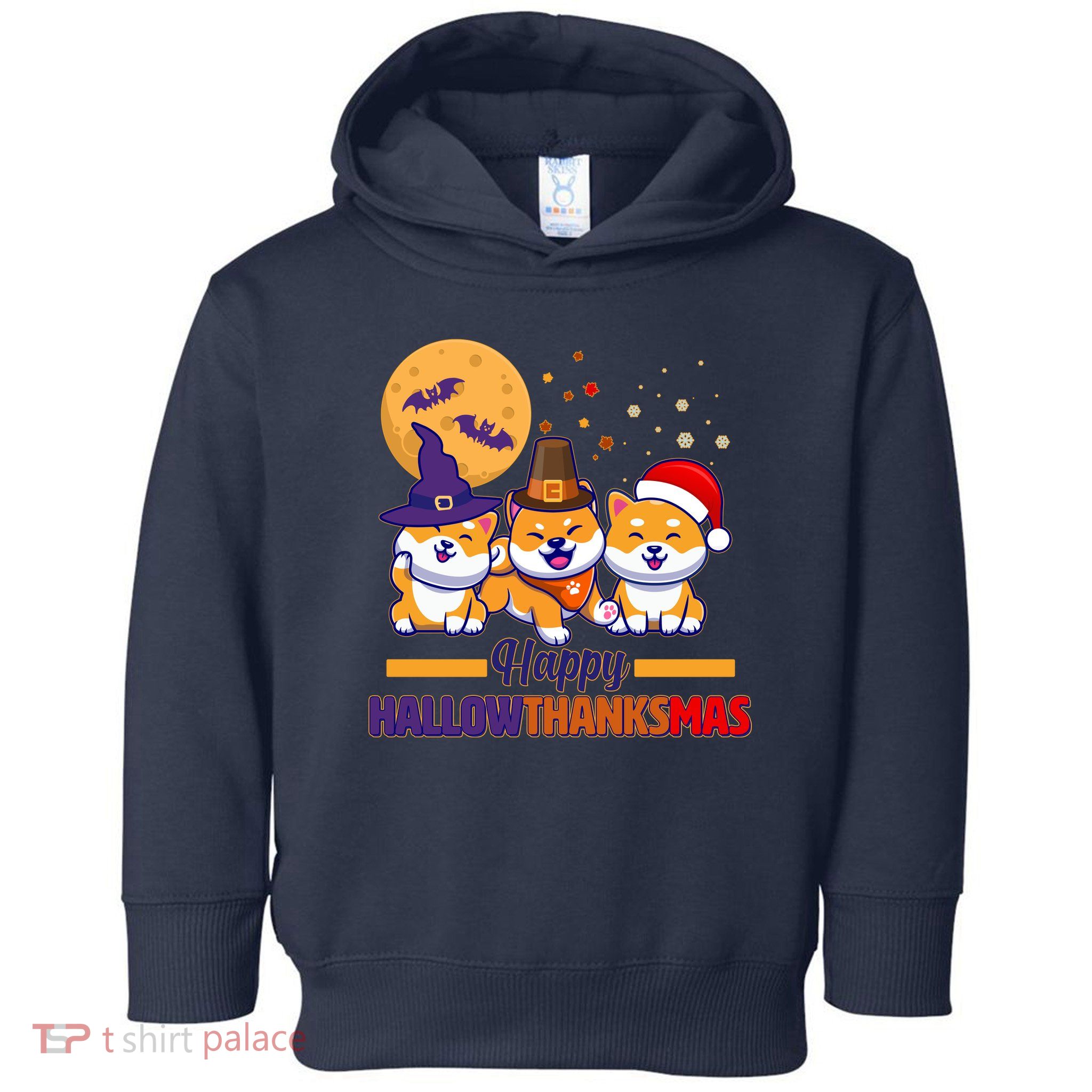 Funny Cute Happy HallowThanksMas Shiba Inu Dogs Toddler Hoodie