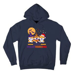 Funny Cute Happy HallowThanksMas Shiba Inu Dogs Tall Hoodie