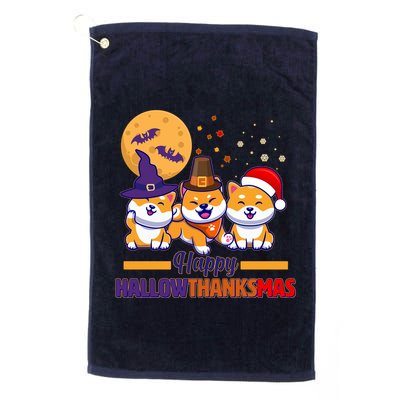Funny Cute Happy HallowThanksMas Shiba Inu Dogs Golf Towel