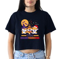 Funny Cute Happy HallowThanksMas Shiba Inu Dogs Women's Crop Top Tee