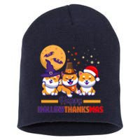 Funny Cute Happy HallowThanksMas Shiba Inu Dogs Short Acrylic Beanie