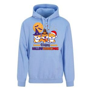 Funny Cute Happy HallowThanksMas Shiba Inu Dogs Unisex Surf Hoodie