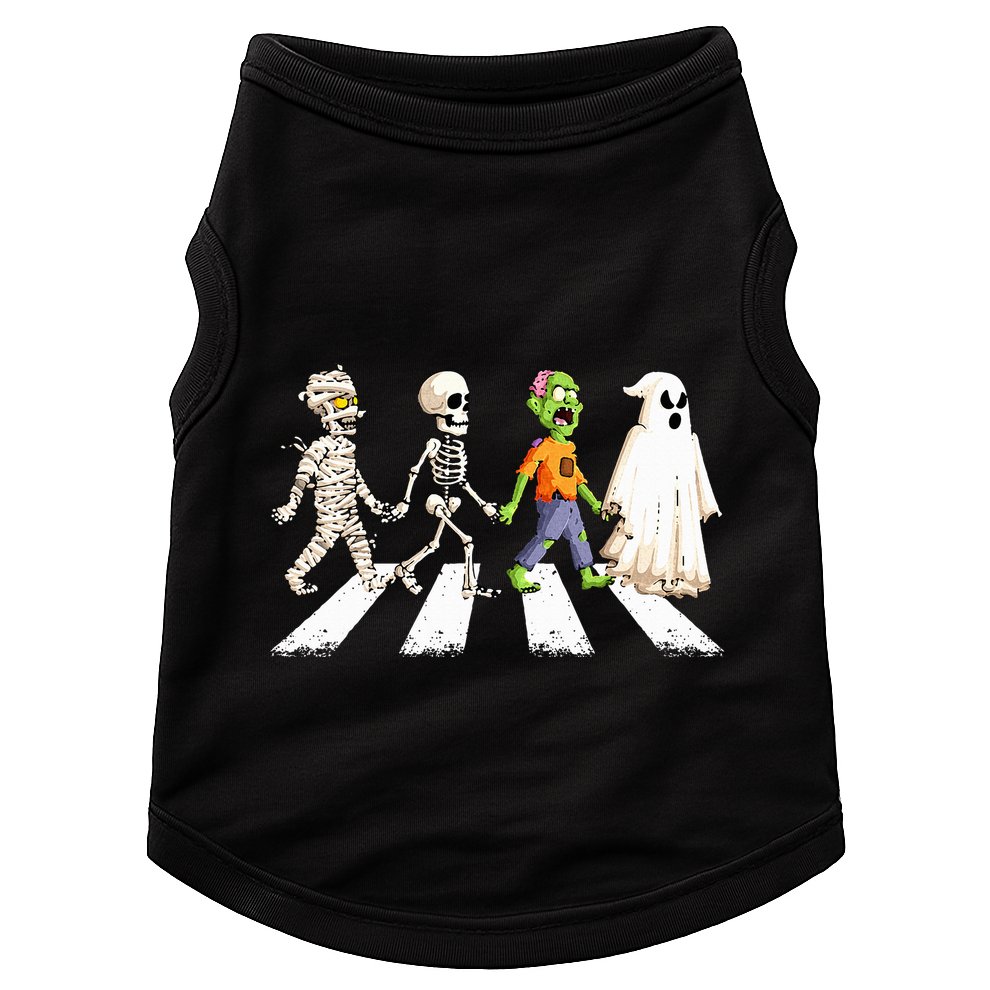 Funny Crosswalk halloween Skeleton ghost mummy Doggie Tank