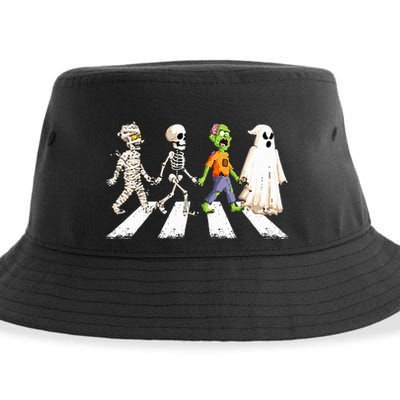 Funny Crosswalk halloween Skeleton ghost mummy Sustainable Bucket Hat