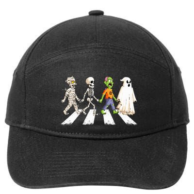 Funny Crosswalk halloween Skeleton ghost mummy 7-Panel Snapback Hat