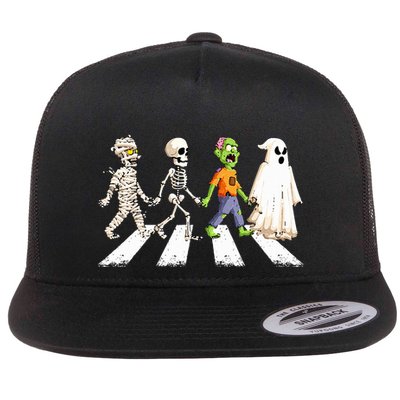 Funny Crosswalk halloween Skeleton ghost mummy Flatbill Hat