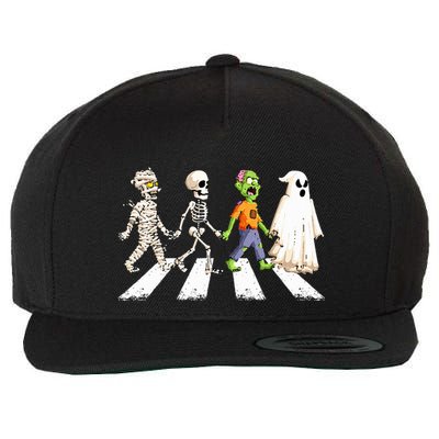 Funny Crosswalk halloween Skeleton ghost mummy Wool Snapback Cap