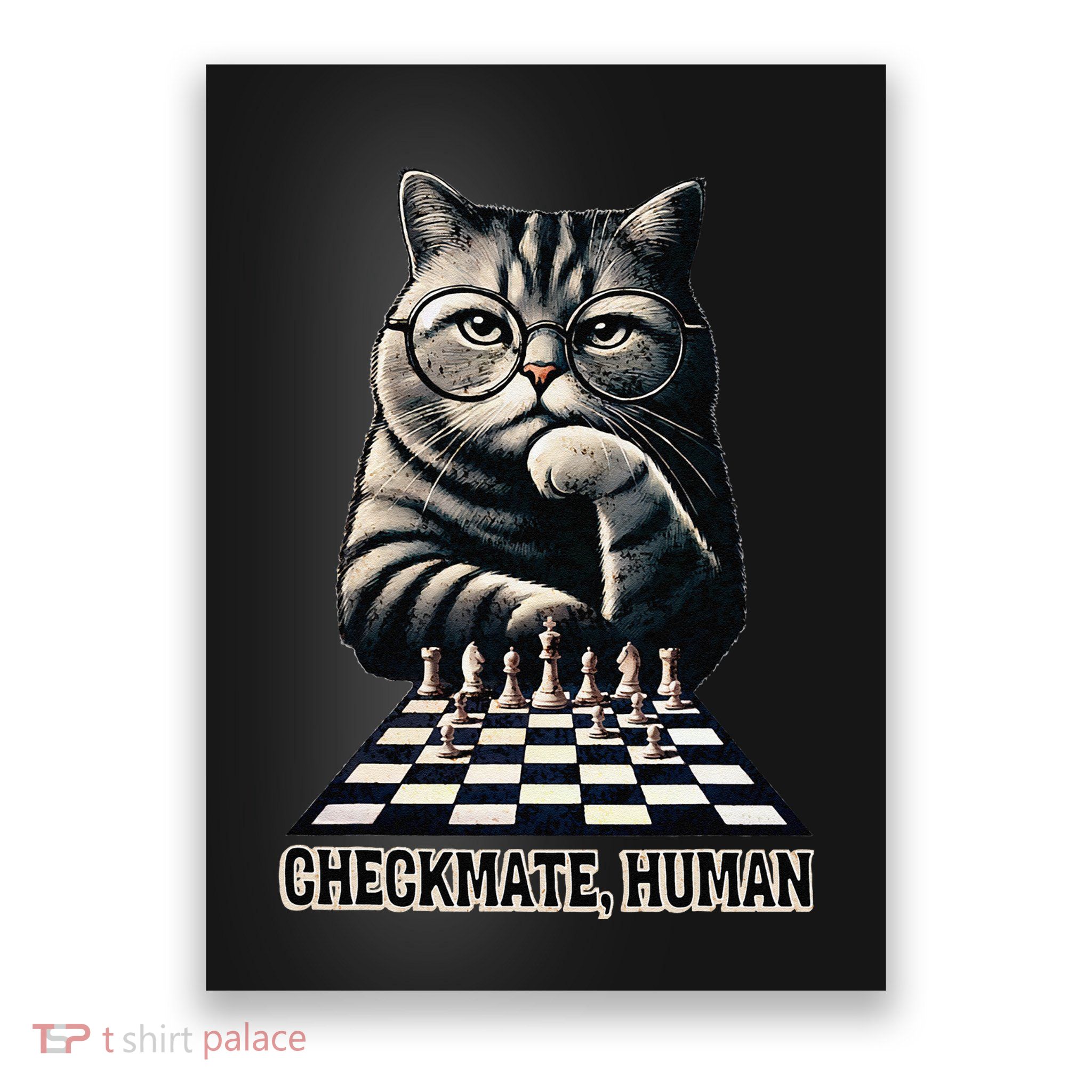 Funny Checkmate Human Cat Strategy Gamer Poster