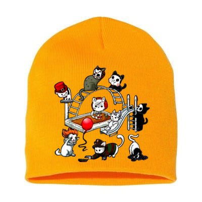 Funny Cat Horror Cute For Cat Kitty Lovers Happy Halloween Short Acrylic Beanie