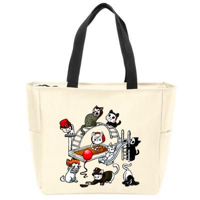 Funny Cat Horror Cute For Cat Kitty Lovers Happy Halloween Zip Tote Bag
