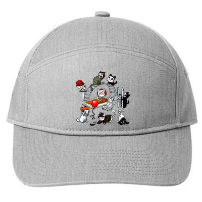 Funny Cat Horror Cute For Cat Kitty Lovers Happy Halloween 7-Panel Snapback Hat