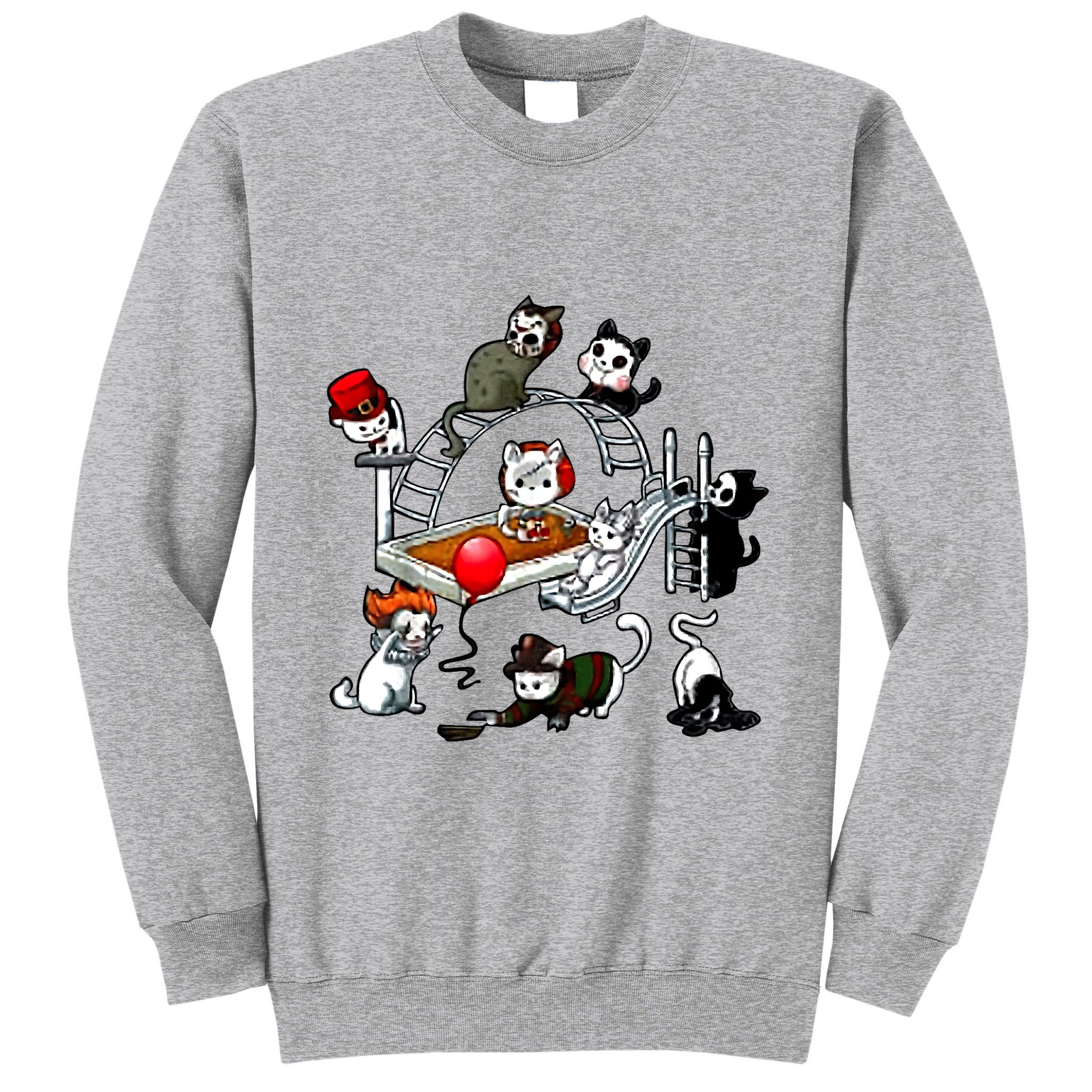 Funny Cat Horror Cute For Cat Kitty Lovers Happy Halloween Tall Sweatshirt