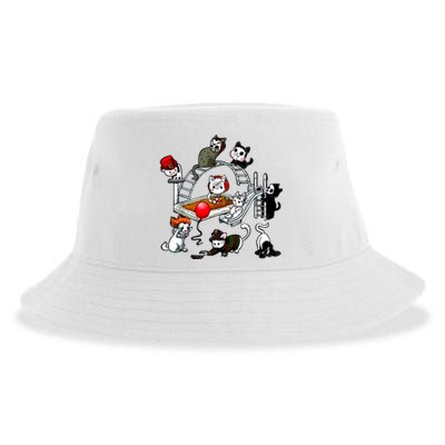 Funny Cat Horror Cute For Cat Kitty Lovers Happy Halloween Sustainable Bucket Hat