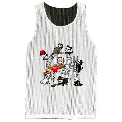 Funny Cat Horror Cute For Cat Kitty Lovers Happy Halloween Mesh Reversible Basketball Jersey Tank