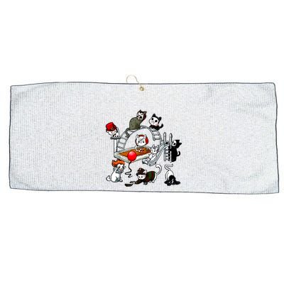 Funny Cat Horror Cute For Cat Kitty Lovers Happy Halloween Large Microfiber Waffle Golf Towel