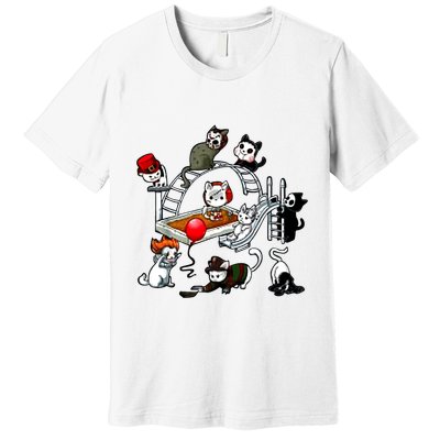 Funny Cat Horror Cute For Cat Kitty Lovers Happy Halloween Premium T-Shirt