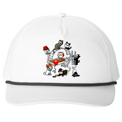 Funny Cat Horror Cute For Cat Kitty Lovers Happy Halloween Snapback Five-Panel Rope Hat