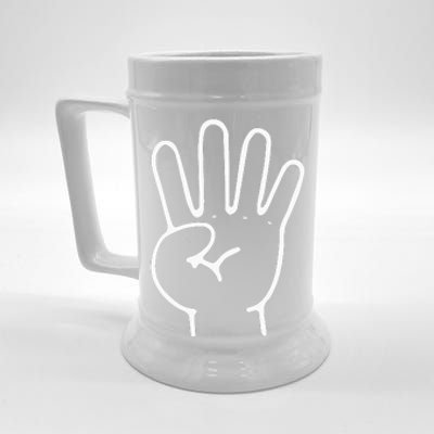 Finger Count Hand 4 Years Old 4th Birthday For Beer Stein