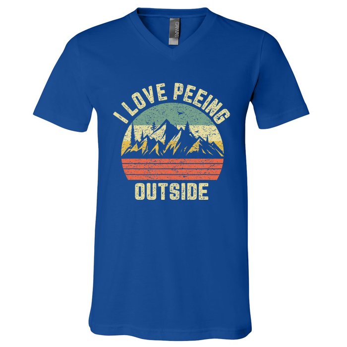 Funny Camping Hiking Outdoors I Love Peeing Outside V-Neck T-Shirt