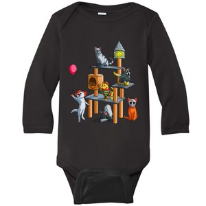 Funny Cat Horror Movies Cute Halloween For Cat Kitty Lovers Baby Long Sleeve Bodysuit