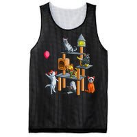 Funny Cat Horror Movies Cute Halloween For Cat Kitty Lovers Mesh Reversible Basketball Jersey Tank