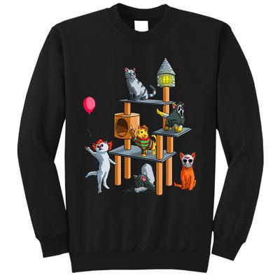 Funny Cat Horror Movies Cute Halloween For Cat Kitty Lovers Tall Sweatshirt