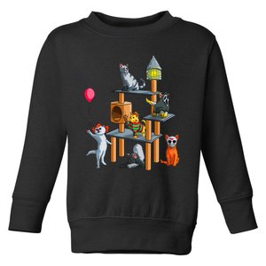 Funny Cat Horror Movies Cute Halloween For Cat Kitty Lovers Toddler Sweatshirt