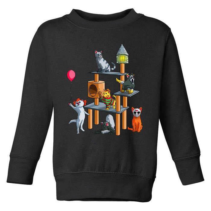 Funny Cat Horror Movies Cute Halloween For Cat Kitty Lovers Toddler Sweatshirt